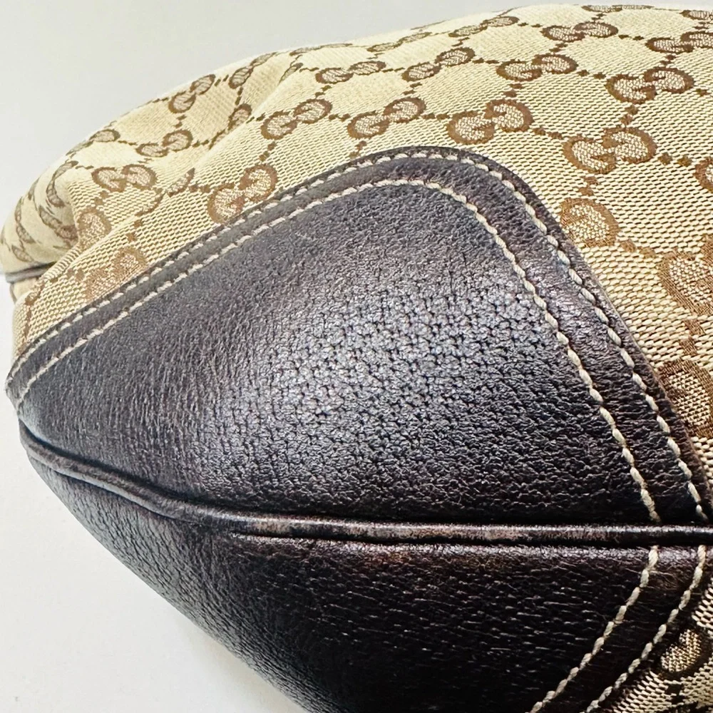 Vintage Authentic Monogram GUCCI PRINCY Hobo Dark Brown Shoulder Bag